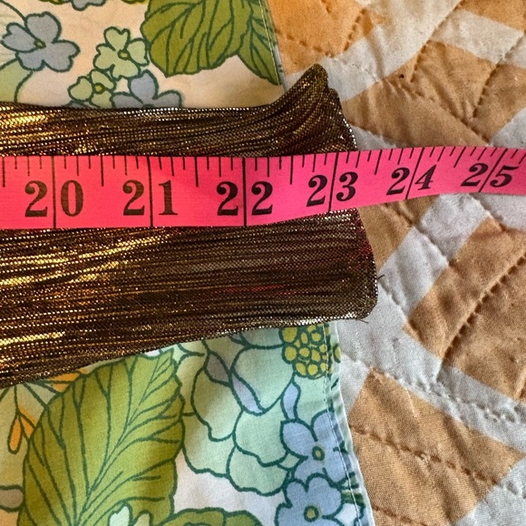 VINTAGE; Metallic gold micro pleat La Nuit  blouse Size M - Picture 8 of 8